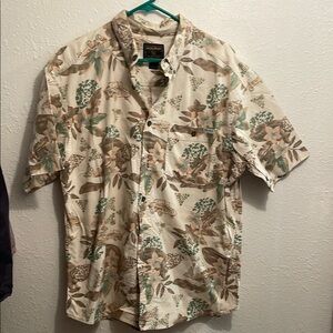 Men's Floral Print Shirt - Cream and Green